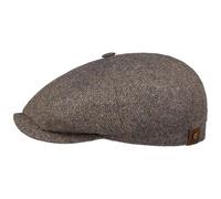 Stetson Hatteras Silk Peaked Cap Balloon Flat Cap UV 40+ Herringbone Men Women Summer Winter Beige-Blue