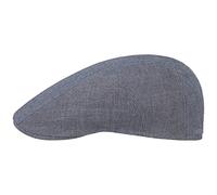 Stetson Herringbone Linen Flat Cap Men Summer UV Protection Made in EU Blue