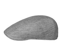 Stetson Herringbone Linen Flat Cap Men Summer UV Protection Made in EU Grey