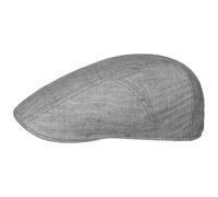 Stetson Herringbone Linen Flat Cap Men - Made in The EU hat Ivy with Peak, Lining Summer Spring-Summer - 57 cm Grey