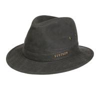 Stetson Herringbone Traveller Hat Vintage-Look Fabric Band Outdoor Style Men Autumn Winter Anthracite-Black