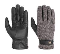 Stetson Herringbone Wool Leather Gloves Fleece-Lined Men Autumn Winter