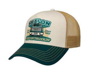 Stetson Keep On Trucking Trucker Cap Snapback Mesh Cotton Statement Patch Adjustable Men Summer Dark Green