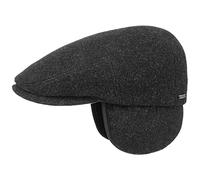 Stetson Kent Wool Ear Flaps Flat Cap for Men - Made in The EU - Flat Cap with Ear Protection - with Cashmere - Fall/Winter Ear Warmer Cap - Peaked Cap Anthracite L (58-59 cm)