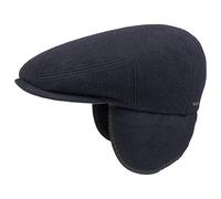 Stetson Kent Wool Ear Flaps Flat Cap for Men - Made in The EU - Flat Cap with Ear Protection - with Cashmere - Fall/Winter Ear Warmer Cap - Peaked Cap Blue M (56-57 cm)