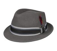 Stetson Lancover Trilby Hat Wool Felt Stripe Band Packable Outdoor Fedora Crushable Men Autumn Winter Grey XL (60-61 cm)