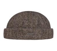 Stetson Lavoy Herringbone Wool Docker Hat Men - Made in The EU Cap Winter Beanie with Cuff, caps, Lining, Hook-and-Loop Closure Autumn-Winter - XXL (62-63 cm) Dark Beige
