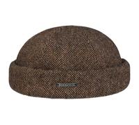 Stetson Lavoy Herringbone Wool Docker Hat Men - Made in The EU Cap Winter Beanie with Cuff, caps, Lining Autumn-Winter - XL (60-61 cm) Brown