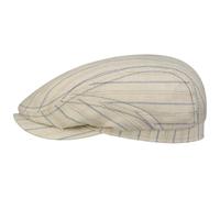 Stetson Ledford Driver Cap Flatcap Striped Linen Multicolor Breathable Lightweight Men Summer Made in Germany Cream White