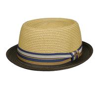 Stetson Licano Toyo Pork Pie Straw Hat Men - 100% Toyo Straw - UV Protection 40 - Lightweight Summer hat - with Hatband & Integrated Sun Protection - Spring/Summer Olive L (58-59 cm)