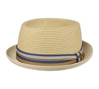 Stetson Licano Toyo Pork Pie Straw Hat Men - 100% Toyo Straw - UV Protection 40 - Lightweight Summer hat - with Hatband & Integrated Sun Protection - Spring/Summer Nature S (54-55 cm)