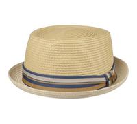 Stetson Licano Toyo Pork Pie Straw Hat Men - 100% Toyo Straw - UV Protection 40 - Lightweight Summer hat - with Hatband & Integrated Sun Protection - Spring/Summer Nature L (58-59 cm)