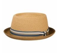 Stetson Licano Toyo Pork Pie Straw Hat Men - 100% Toyo Straw - UV Protection 40 - Lightweight Summer hat - with Hatband & Integrated Sun Protection - Spring/Summer Brown XXL (62-63 cm)