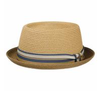 Stetson Licano Toyo Pork Pie Straw Hat Men - 100% Toyo Straw - UV Protection 40 - Lightweight Summer hat - with Hatband & Integrated Sun Protection - Spring/Summer Brown L (58-59 cm)