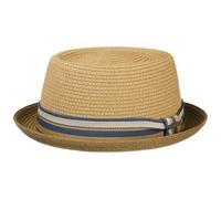 Stetson Licano Toyo Pork Pie Straw Hat Men - 100% Toyo Straw - UV Protection 40 - Lightweight Summer hat - with Hatband & Integrated Sun Protection - Spring/Summer Brown L (58-59 cm)