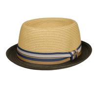 Stetson Licano Toyo Pork Pie Straw Hat Men - 100% Toyo Straw - UV Protection 40 - Lightweight Summer hat - with Hatband & Integrated Sun Protection - Spring/Summer Nature-Brown XL (60-61 cm)