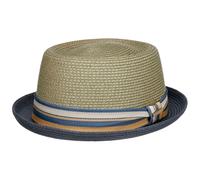 Stetson Licano Toyo Pork Pie Straw Hat Women/Men - Beach Sun with Lining, Grosgrain Band Spring-Summer - XL (60-61 cm) Grey