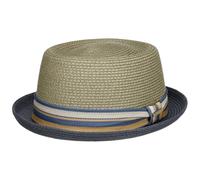Stetson Licano Toyo Pork Pie Straw Hat Women/Men - Beach Sun with Lining, Grosgrain Band Spring-Summer - XL (60-61 cm) Grey