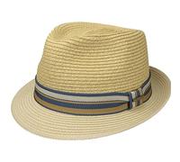Stetson Licano Toyo Trilby Straw Hat Men - 100% Toyo Straw - Hat with UV Protection Factor 40+ - Grosgrain Ribbon - Two-Tone - Brim (Approx. 4.5 cm) - Fedora Spring/Summer Beige S (54-55 cm)