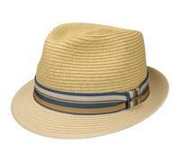 Stetson Licano Toyo Trilby Straw Hat Men - 100% Toyo Straw - Hat with UV Protection Factor 40+ - Grosgrain Ribbon - Two-Tone - Brim (Approx. 4.5 cm) - Fedora Spring/Summer Beige XL (60-61 cm)