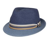 Stetson Licano Toyo Trilby Straw Hat Men UV Protection 40+ Two-Tone Brim Fedora Spring Summer Blue