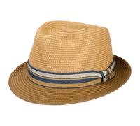 Stetson Licano Toyo Trilby Straw Hat Men - 100% Toyo Straw - Hat with UV Protection Factor 40+ - Grosgrain Ribbon - Two-Tone - Brim (Approx. 4.5 cm) - Fedora Spring/Summer Brown L (58-59 cm)