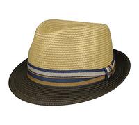 Stetson Licano Toyo Trilby Straw Hat Men - 100% Toyo Straw - Hat with UV Protection Factor 40+ - Grosgrain Ribbon - Two-Tone - Brim (Approx. 4.5 cm) - Fedora Spring/Summer Olive XXL (62-63 cm)