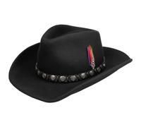 Stetson LIERYS Collana Bell Hat Made in Italy Handmade 100% Wool Ribbon Bow Elegant Origin Women Autumn Winter Black XL (60-61 cm)