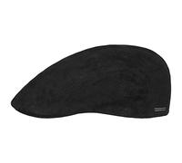 STETSON Madison Men's Leather Cap - Summer Gavroche with Visor, Spring-Summer Lining, Black, Medium