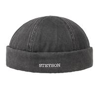 Stetson Old Cotton Winter Docker Cap for Men - Men's Water-Shedding Cap - Lined Cap (Fleece) - Fall/Winter Fisherman's hat Black XL (60-61 cm)