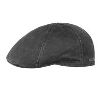 Stetson Men's Level Flat Cap - Cotton Peaked Cap - Men's Cap with 40+ UV Protection - Vintage Look Cap - Summer/Winter - Flat Cap Black XL (60-61 cm)