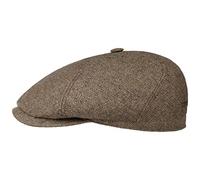 Stetson Milner Flat Cap Silk Ivy Hat Herringbone UV Protection 60 Made in EU Men Summer Winter Beige-Brown 59 cm