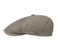 Stetson Milner Flat Cap Silk Ivy Hat Herringbone UV Protection 60 Made in EU Men Summer Winter Beige-Black 58 cm