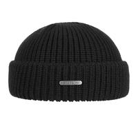 Stetson Nashville Knit Docker Cap Women/Men - Made in Italy Beanie Wool with Cuff, caps Winter Autumn-Winter - One Size Black