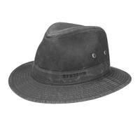 Stetson Organic Cotton Traveller Hat for Men - Organic Cotton Fabric hat - Traveller hat with UV Protection 40+ - Sustainable Cotton hat - Spring/Summer Sun hat Black L (58-59 cm)