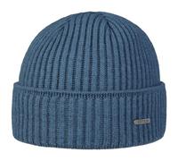Stetson Parkman knitted hat for ladies / men - 100% merino wool winter cap - Made in the EU - One Size 54-62 cm Turn-Up Cap - Woolen cap for autumn/winter - Ribbed cap petrol blue One Size