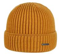 Stetson Parkman knitted hat for ladies / men - 100% merino wool winter cap - Made in the EU - One Size 54-62 cm Turn-Up Cap - Woolen cap for autumn/winter - Ribbed cap mustard One Size