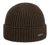 Stetson Parkman knitted hat for ladies / men - 100% merino wool winter cap - Made in the EU - One Size 54-62 cm Turn-Up Cap - Woolen cap for autumn/winter - Ribbed cap dark brown One Size