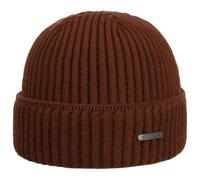 Stetson Parkman knitted hat for ladies / men - 100% merino wool winter cap - Made in the EU - One Size 54-62 cm Turn-Up Cap - Woolen cap for autumn/winter - Ribbed cap rust One Size