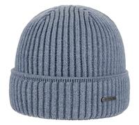 Stetson Parkman knitted hat for ladies / men - 100% merino wool winter cap - Made in the EU - One Size 54-62 cm Turn-Up Cap - Woolen cap for autumn/winter - Ribbed cap light blue One Size