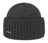 Stetson Parkman knitted hat for ladies / men - 100% merino wool winter cap - Made in the EU - One Size 54-62 cm Turn-Up Cap - Woolen cap for autumn/winter - Ribbed cap anthracite One Size