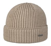 Stetson Parkman knitted hat for ladies / men - 100% merino wool winter cap - Made in the EU - One Size 54-62 cm Turn-Up Cap - Woolen cap for autumn/winter - Ribbed cap beige-mottled One Size