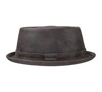 Stetson Pennsylvania Pigskin Leather Pork Pie Hat Lined Summer Winter Men Brown