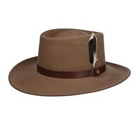 Stetson Petersham Gambler Hat Wool Felt Packable Outdoor Water Repellent Leather Band Feather Men Autumn Winter Beige M (56-57 cm)