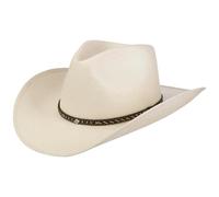 Stetson Pittsfield Western Toyo Straw Hat Leather Trim Unisex Summer Cream White