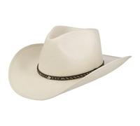 Stetson Pittsfield Western Toyo Straw Hat Western Style Leather Trim Unisex Summer Cream White L (58-59 cm)