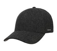 Stetson Plano Wool Cap Men - Baseball Cap with Leather-Bottomed Visor - Men’s Cap Herringbone Design - Fullcap with Cotton Lining - Fall/Winter Basecap - Winter Cap Anthracite XL (60-61 cm)