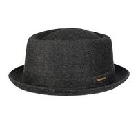 Stetson Mens/Ladies Wool Pork Pie hat - Italian-Made Pork Pie Felt hat - Mens New-Wool hat with Cotton Lining - Fall/Winter - Fedora Winter hat Anthracite 57 cm
