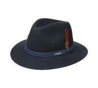 Stetson Powell Felt Traveller hat for Men - Water-Shedding, Tough and Hard-Wearing (AsahiGuard) - Made in The EU - Heathered Wool Felt hat - Summer/Winter Outdoor hat Blue XL (60-61 cm)