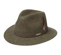 Stetson Powell Traveller Felt Hat Men Water-Repellent Durable Asahi Guard Made in EU Wool Felt Outdoor-Hat Summer Winter Olive-Mottled L (58-59 cm)